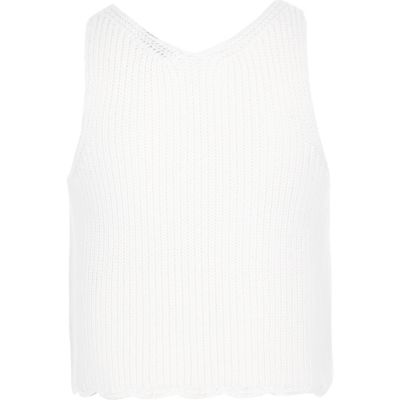 Girls white knitted tank top